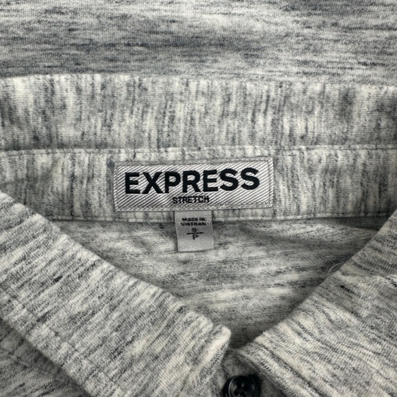 EXPRESS Stretch Men’s Sz Small Gray Collared Short Sleeve Shirt - Picture 4 of 5